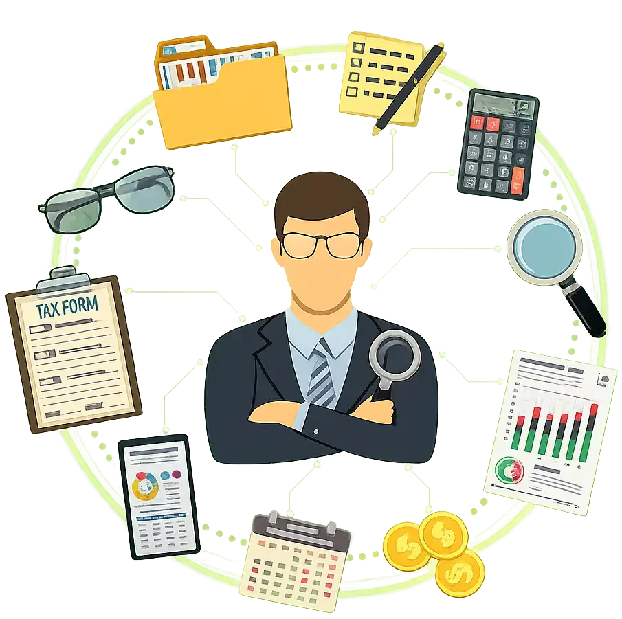 Illustration of audit, tax and accounting services for companies in Dubai