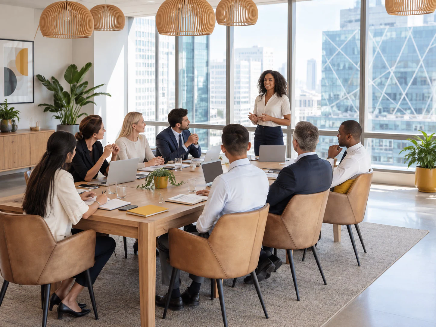 Board of directors in a meeting reviewing key management remuneration